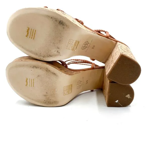 House of Harlow Braided Gladiator Platform Sandals Rust Brown Strappy Sz 9.5