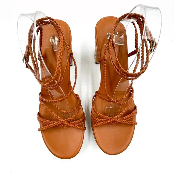 House of Harlow Braided Gladiator Platform Sandals Rust Brown Strappy Sz 9.5