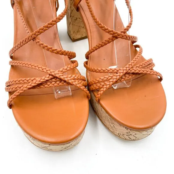 House of Harlow Braided Gladiator Platform Sandals Rust Brown Strappy Sz 9.5