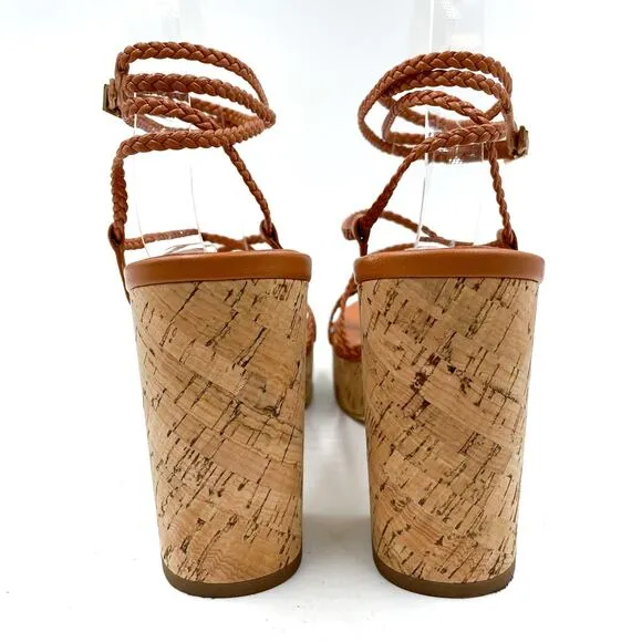 House of Harlow Braided Gladiator Platform Sandals Rust Brown Strappy Sz 9.5