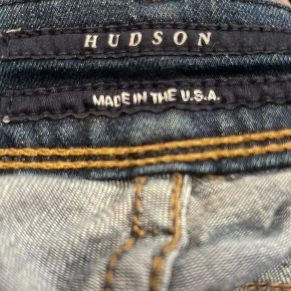 Hudson Mid Rise Bootcut Denim Jeans - Medium Wash with Fading and Whiskering. 26