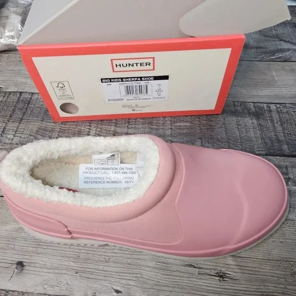 Hunter Big Kids sherpa rain shoes Hibiscus Pink Size 5 Eu 36