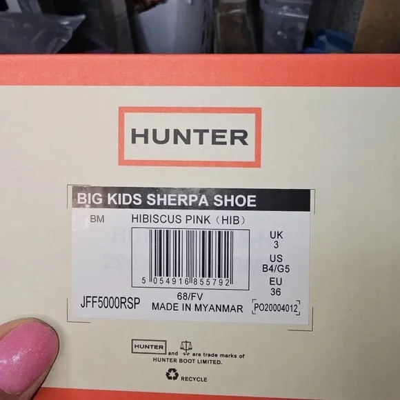 Hunter Big Kids sherpa rain shoes Hibiscus Pink Size 5 Eu 36