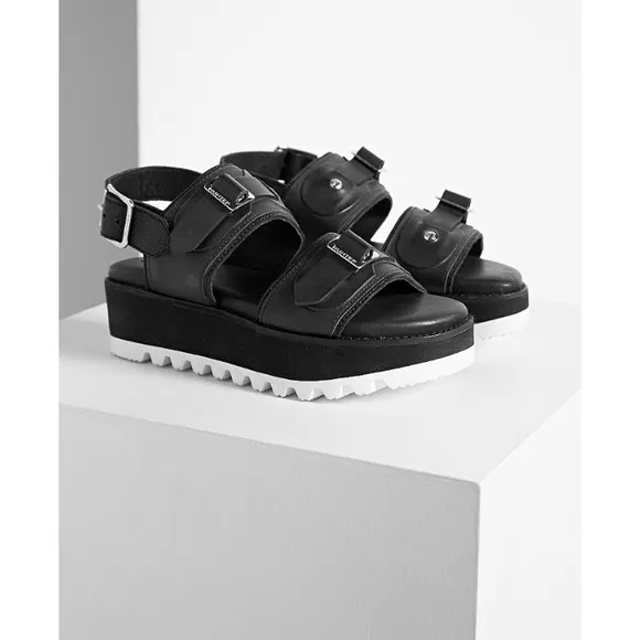 Hunter original double buckle platform sandals
