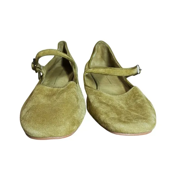 Intentionally Blank NWOB Olive Green Mustard Suede Kemp Mary Jane Shoes 8