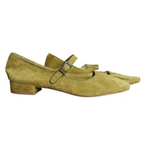 Intentionally Blank NWOB Olive Green Mustard Suede Kemp Mary Jane Shoes 8