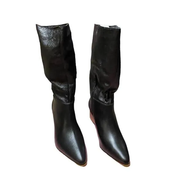 INTENTIONALLY BLANK Womens Black Cow Leather  Boots Carlos Size 9 NEW