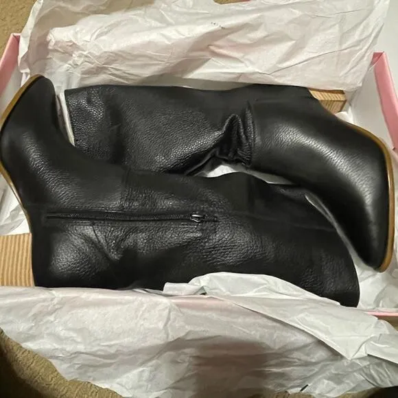 INTENTIONALLY BLANK Womens Black Cow Leather  Boots Carlos Size 9 NEW