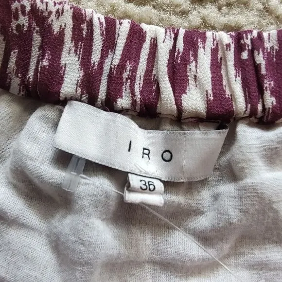 IRO Adele ikat printed smocked mini skirt XS S 2 4 FR36
