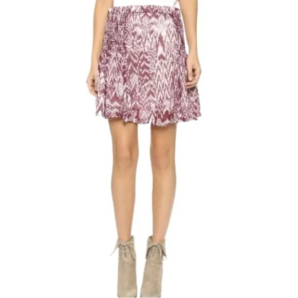 IRO Adele ikat printed smocked mini skirt XS S 2 4 FR36