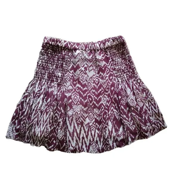 IRO Adele ikat printed smocked mini skirt XS S 2 4 FR36