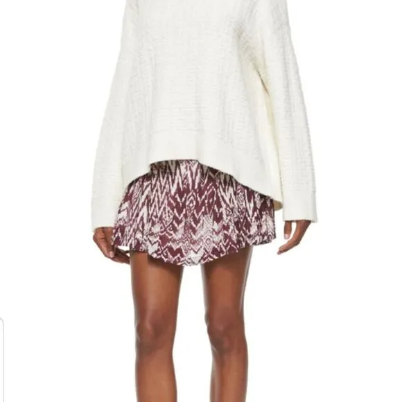 IRO Adele ikat printed smocked mini skirt XS S 2 4 FR36