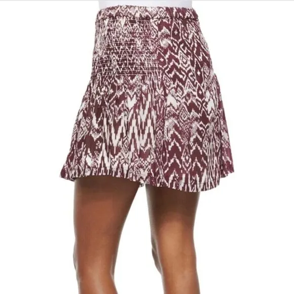 IRO Adele ikat printed smocked mini skirt XS S 2 4 FR36