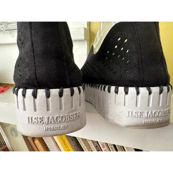 Isle Jacobsen Hornbæk Plateau Tulip Shoe Black w/ White Platform Soles sz 39