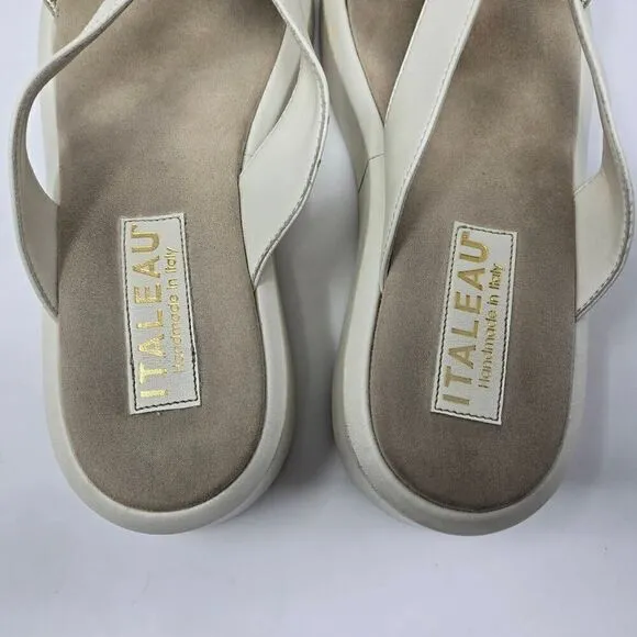 ITALEAU ZABRI CREAM GOLD LEATHER PLATFORM FLIP FLOP SANDALS WOMENS SIZE 9 US