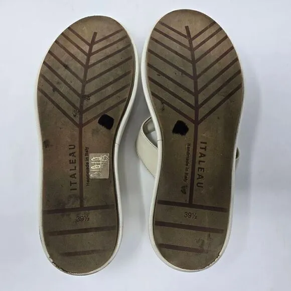 ITALEAU ZABRI CREAM GOLD LEATHER PLATFORM FLIP FLOP SANDALS WOMENS SIZE 9 US