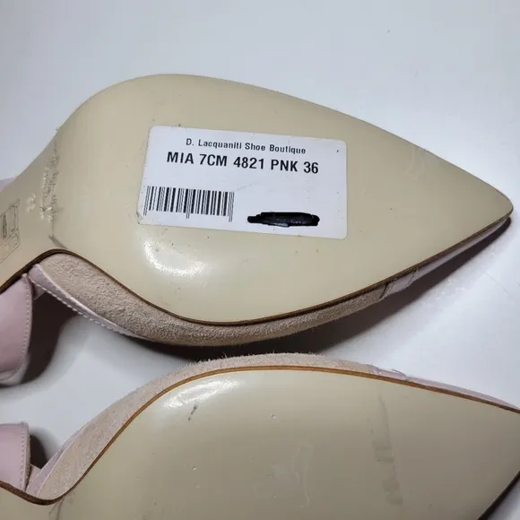 Italian 🇮🇹 D. Lacquaniti Women's Pink Mia 36 Leather Slingback Spool Heels