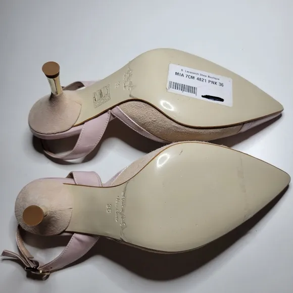 Italian 🇮🇹 D. Lacquaniti Women's Pink Mia 36 Leather Slingback Spool Heels