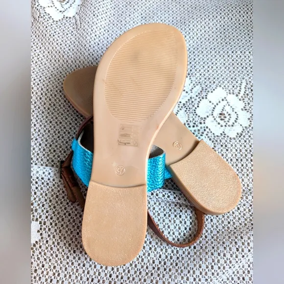 Italy Boho Leather Ankle Strap Sandals size 6.5