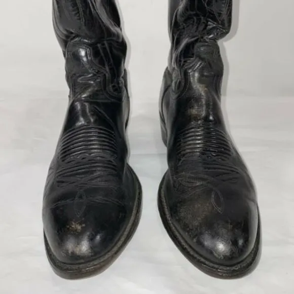 j chisholm cowboy boots Mens vintage black size 10 made USA Handmade