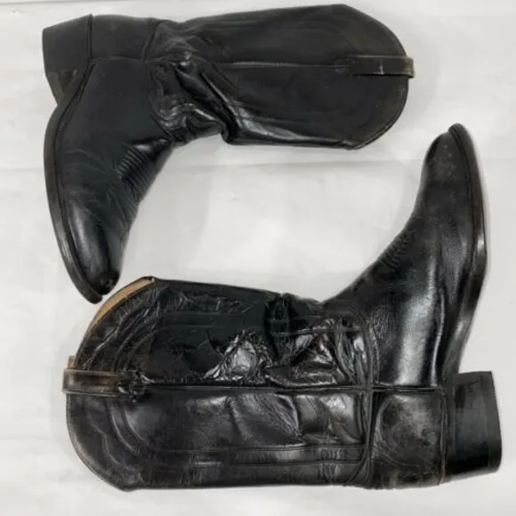 j chisholm cowboy boots Mens vintage black size 10 made USA Handmade