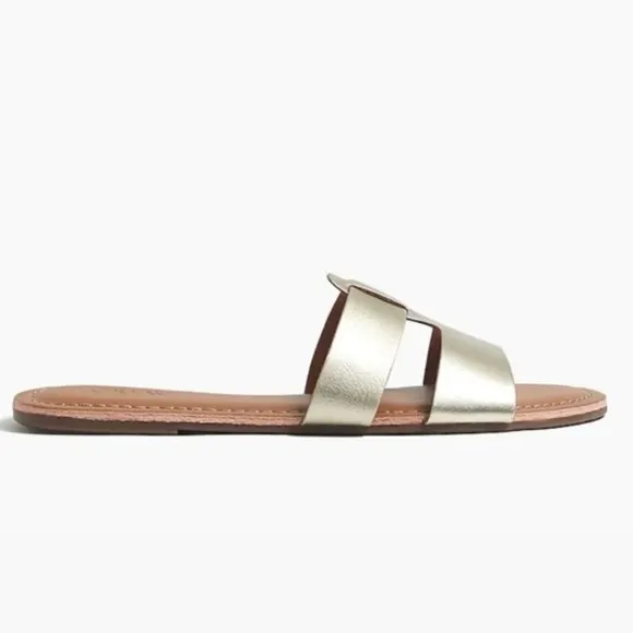 J Crew Beachside Slide Sandals Boho Beachy Shoes Size 8 Metallic Gold AW590