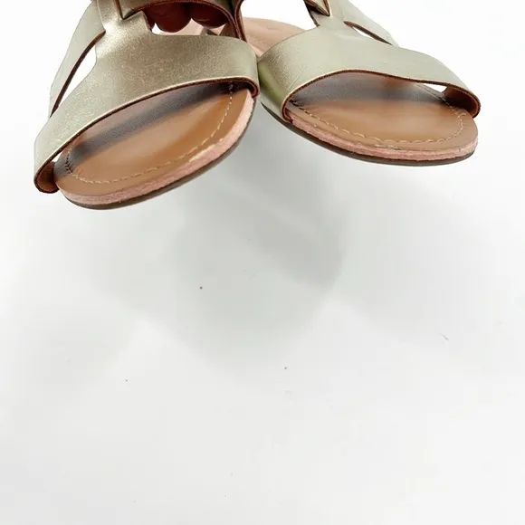 J Crew Beachside Slide Sandals Boho Beachy Shoes Size 8 Metallic Gold AW590