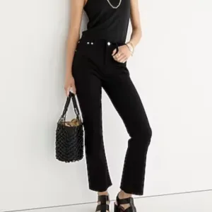 J. Crew Black Denim Demi Boot Crop Jean Size 25 Mid Rise
