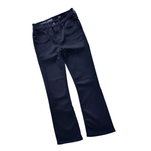 J. Crew Black Denim Demi Boot Crop Jean Size 25 Mid Rise