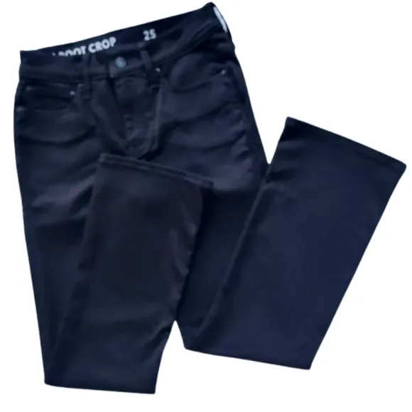J. Crew Black Denim Demi Boot Crop Jean Size 25 Mid Rise