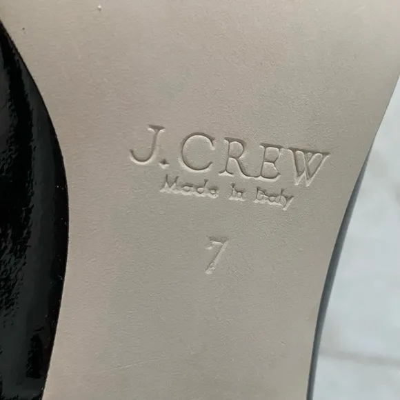 J. Crew Made in Italy Black Patent Leather Block Heels Ankle Boots size 7