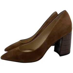 J. McLaughlin Womens Shoes Beatrice Suede Pumps 7.5 Brown Leather Feminine Chic