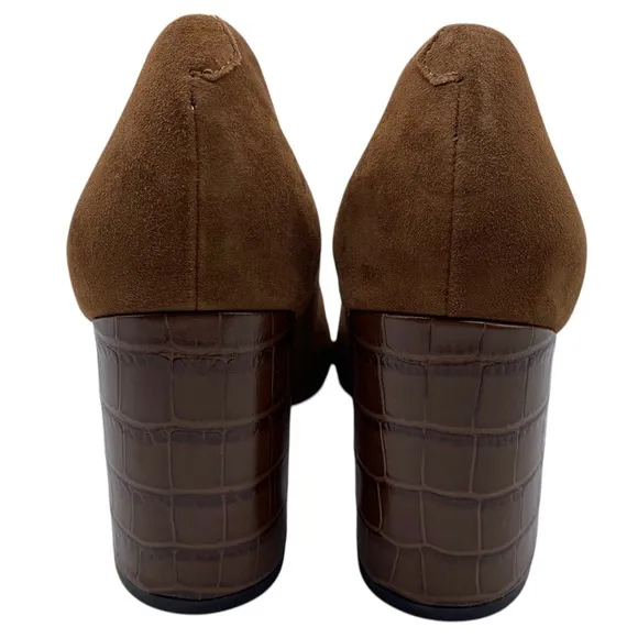 J. McLaughlin Womens Shoes Beatrice Suede Pumps 7.5 Brown Leather Feminine Chic