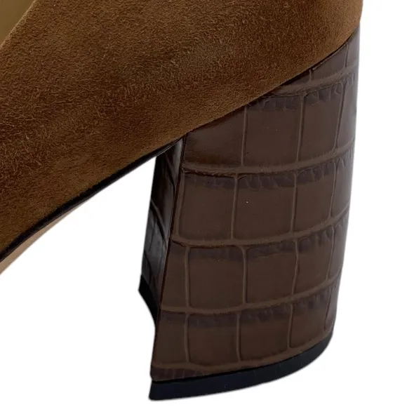 J. McLaughlin Womens Shoes Beatrice Suede Pumps 7.5 Brown Leather Feminine Chic