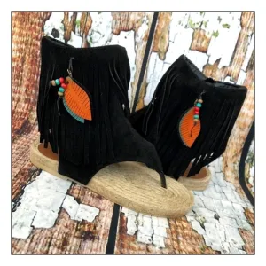 Jacobies Beverly Hills Roco Fringe Boho Sandals