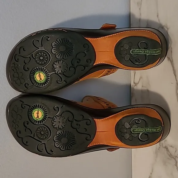 Jambu Leather Touring Too Sport Wedge Design Women's 10 Orange Comfort Sandals