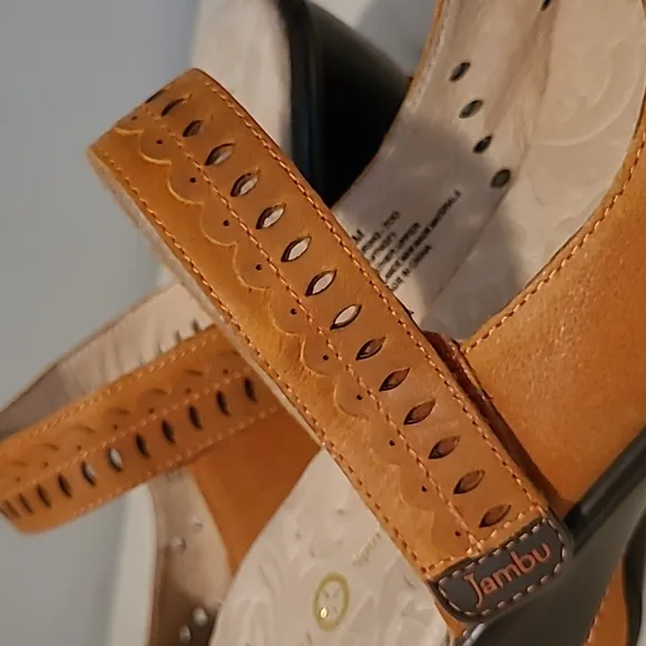 Jambu Leather Touring Too Sport Wedge Design Women's 10 Orange Comfort Sandals