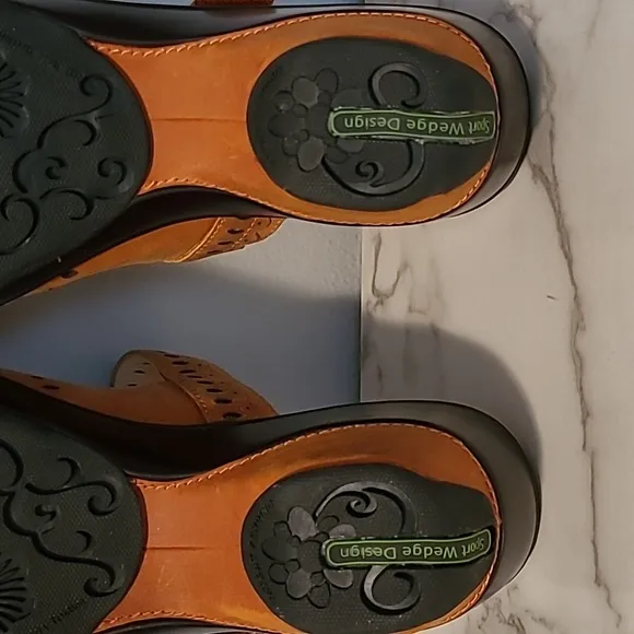 Jambu Leather Touring Too Sport Wedge Design Women's 10 Orange Comfort Sandals