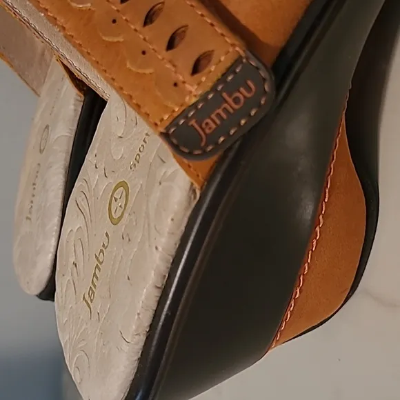 Jambu Leather Touring Too Sport Wedge Design Women's 10 Orange Comfort Sandals