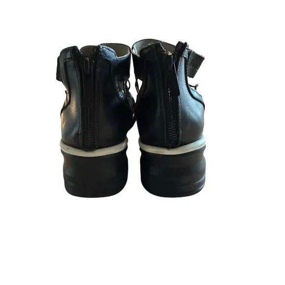 Jambu - Naomi Leather Wedge Black Sandals - Size 11