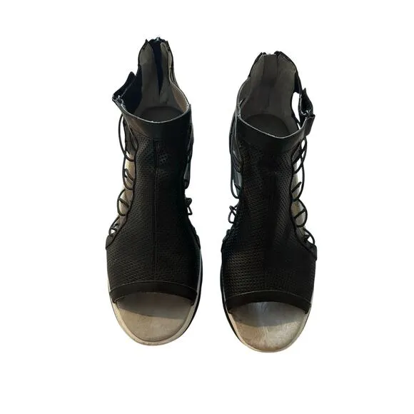 Jambu - Naomi Leather Wedge Black Sandals - Size 11