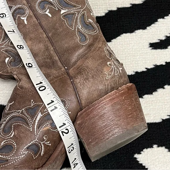 J.B. Dillon Vintage Swirl Heeled Snip Toe Cowboy Western Boots Size 6