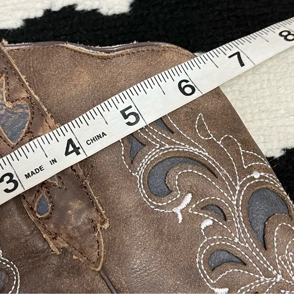 J.B. Dillon Vintage Swirl Heeled Snip Toe Cowboy Western Boots Size 6