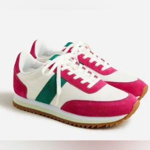 JCrew Preppy, Tennis Shoes,  Colorblock, Green &amp; Sweet Fuchsia, size 7