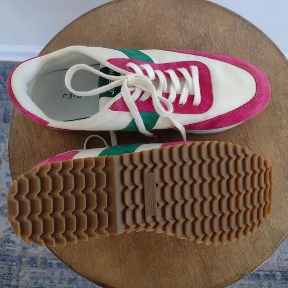 JCrew Preppy, Tennis Shoes,  Colorblock, Green &amp; Sweet Fuchsia, size 7