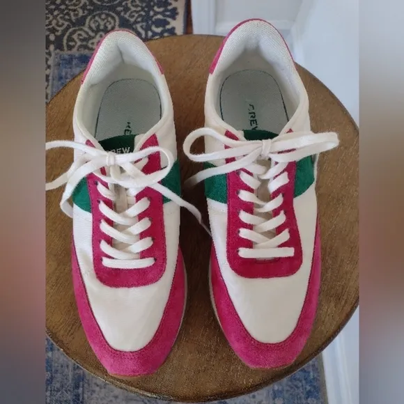 JCrew Preppy, Tennis Shoes,  Colorblock, Green &amp; Sweet Fuchsia, size 7