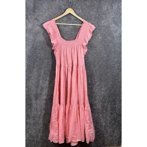 J.Crew Re-Imagined Coral Smocked 100% Cotton Maxi Dress XL Cottagecore Boho Chic