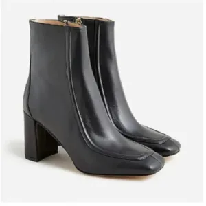 J.Crew Square-Toed Ankle Boots in Italian Leather Size 12