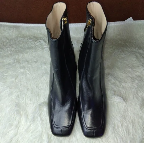 J.Crew Square-Toed Ankle Boots in Italian Leather Size 12