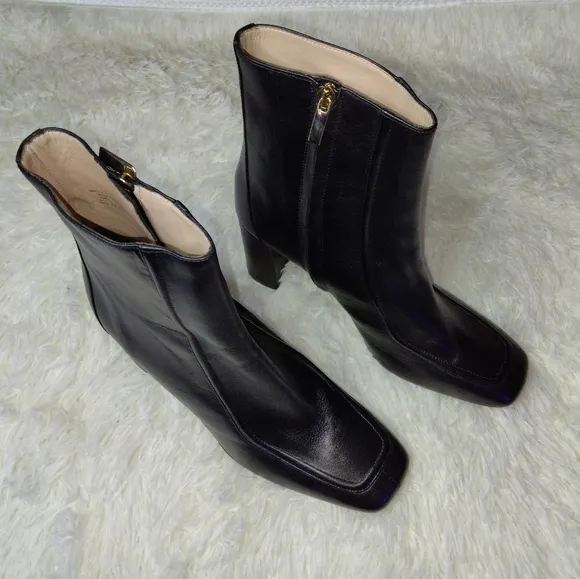 J.Crew Square-Toed Ankle Boots in Italian Leather Size 12